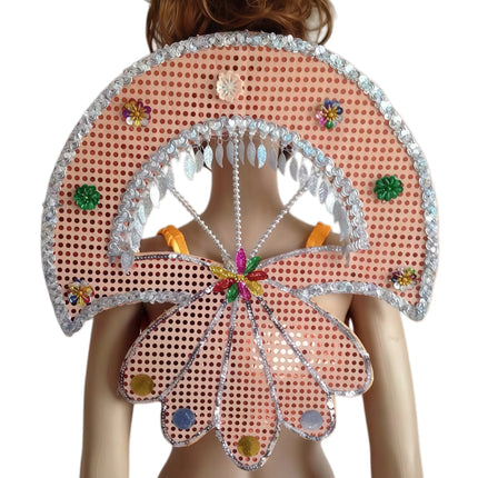 Sequined Butterfly-Style Costume Backpiece with Draped Chain