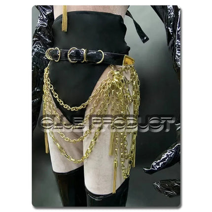 The Stardust Gilded Vixen – Black & Gold Chain Performance Suit