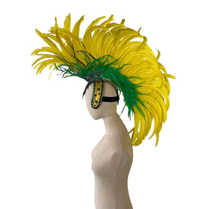 The Stardust Samba Radiance – Elegant Feathered Stage & Carnival Headdress