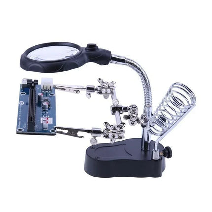 LED Magnifying Glass Auxiliary Clip & Soldering Stand Tool