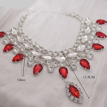 Rhinestone Water Drop Pendant Necklace & Earring Set