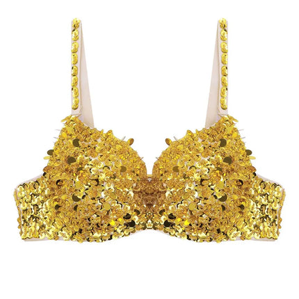 The Stardust Prism Sirena – Sequined & Looped Beading Padded Push-Up Bra Top