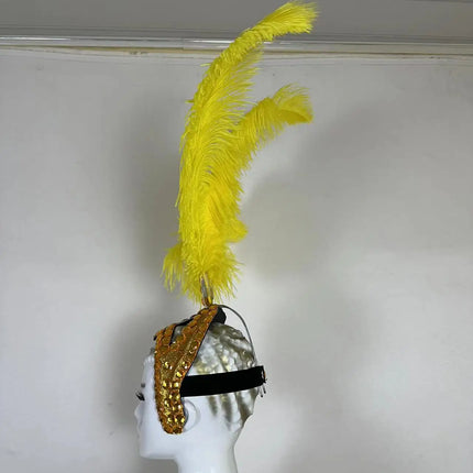 The Stardust Azure Sovereign – Royal Blue Feather Samba Carnival Headdress