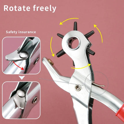 Heavy-Duty 9" Revolving Leather Belt Hole Puncher