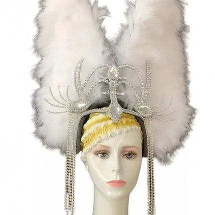 Feather headdress samba costume carnival halloween party bar performance hat makeup dance wings parade