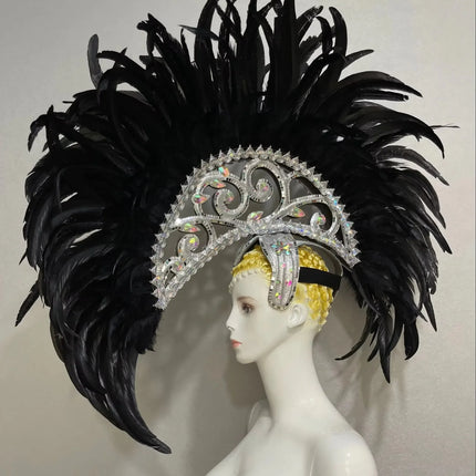 FASHIONABLE AND EXQUISITE HEADDRESS FEATHERS SAMBA DANCE CARNIVAL HALLOWEEN PARTY LATIN DANCE BAR PERFORMANCE HAT MASQUERADE