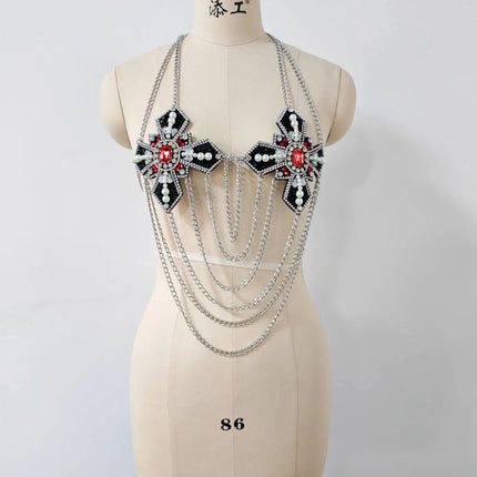 Dazzling Irregular Tassel Bikini Bra Chain & Shawl Chest Body Jewelry