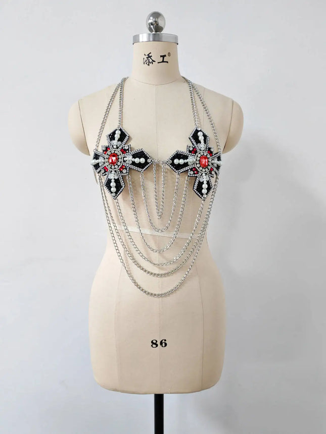 Dazzling Irregular Tassel Bikini Bra Chain & Shawl Chest Body Jewelry