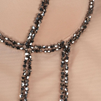 Pearl Beaded Bustier Corset Crop Top Push-Up Evening Party Camisole