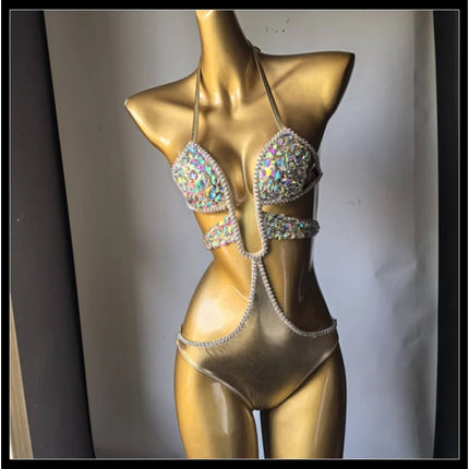 Dazzling Beaded Chest Harness & Bikini Body Jewelry Set