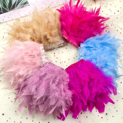 Multicolor Turkey Feather Trim Fringe Fluffy Ribbon