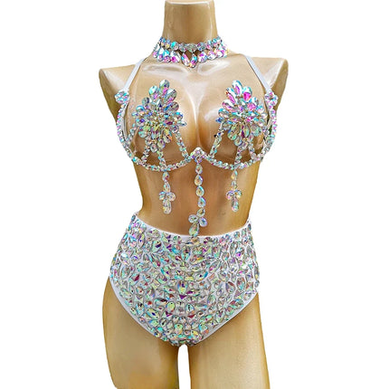 The Stardust Empress Royale – Deluxe Rhinestone Samba Carnival Wire Bra & High-Waist Panties 2-Piece Costume Set