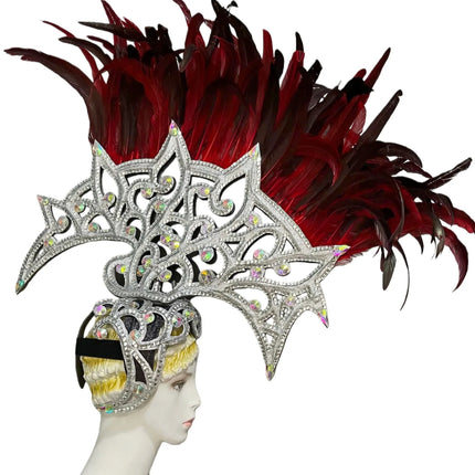 The Stardust Dionysia – Elegant Feathered Samba Carnival & Masquerade Headdress
