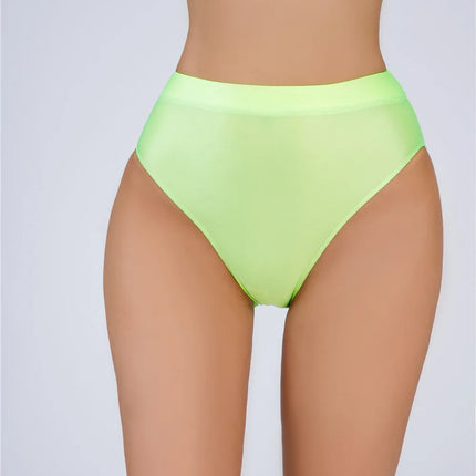 High-Waist Oil Glossy Sheer G-String Thong Satin Smooth Seamless Briefs