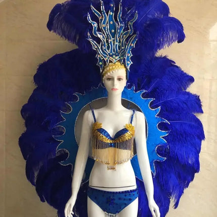 Feathered Carnival Headdress and Backpack Wing Set