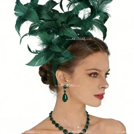 25cm Feather Cocktail Fascinator Headband Kentucky Derby Tea Party Pillbox Hat