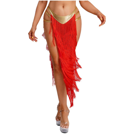 Women Cleopatra Egyptian Queen Cosplay Costume Belly Dancing Indian Dance Tassel Skirt Built-in Briefs for Halloween Carnival
