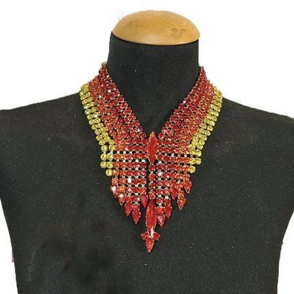 Rhinestone V-Neck Chain Necklace