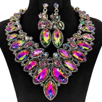 Rhinestone Drop Necklace & Earring Set