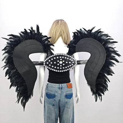 Artisanal Feather Angel Wings Statement Backpiece Runway & Carnival Costume Prop