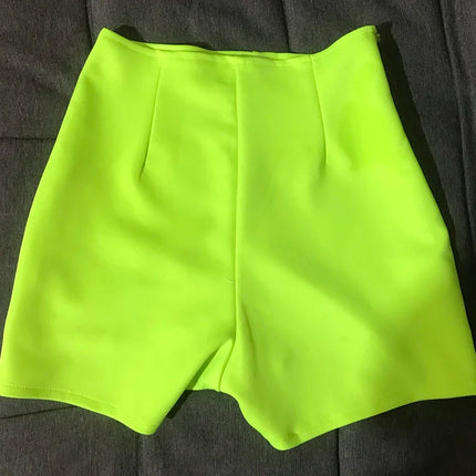 Fluorescent Neon Green High-Waisted Pole Dance & Gogo Hot Shorts Costume