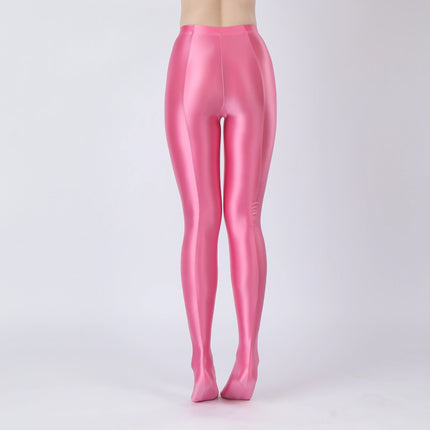 Oil Glossy High-Stretch Satin Pencil Pants & Leopard Print Leggings