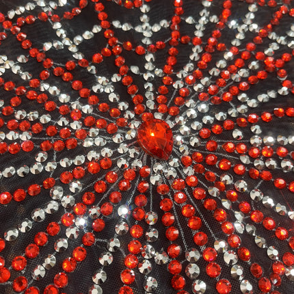 Spiderweb Rhinestone High-Cut Stage Bodysuit Halloween Dance Performance Leotard
