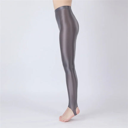Thin Sheer Oil Glossy High-Stretch Pencil Pants Candy Color Yoga Leggings