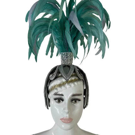 The Stardust Dionysia – Mint Green Feather Carnival & Masque Ball Headdress