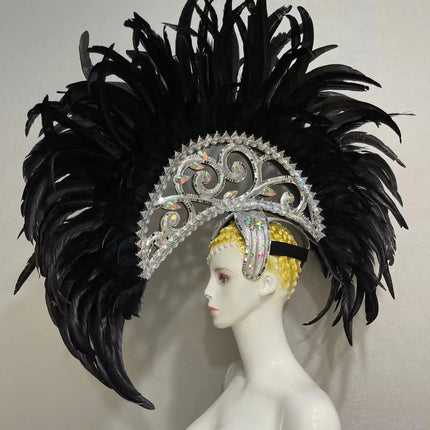 FASHIONABLE AND EXQUISITE HEADDRESS FEATHERS SAMBA DANCE CARNIVAL HALLOWEEN PARTY LATIN DANCE BAR PERFORMANCE HAT MASQUERADE