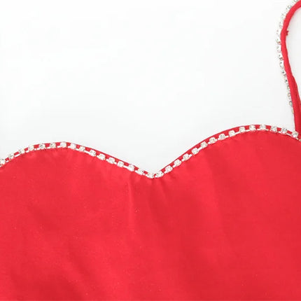 Scarlet Sweetheart Crop Camisole Sculpted Red Bustier Party Bralette Top