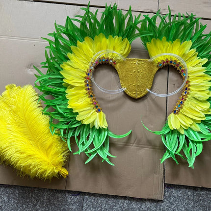 Two-Tone Feather Wing Backpiece Stage Costume Accessory