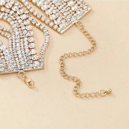 Multi Layered Rhinestone Chain Choker Necklace