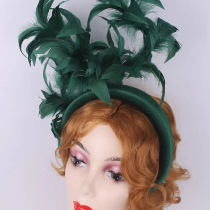25cm Feather Cocktail Fascinator Headband Kentucky Derby Tea Party Pillbox Hat