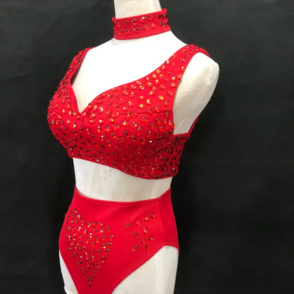 Sexy DJ Nightclub Pole Dance Costume Rhinestone Bikini Rave Outfit Party Show Stage Wear Dancer Team Performance Clothes