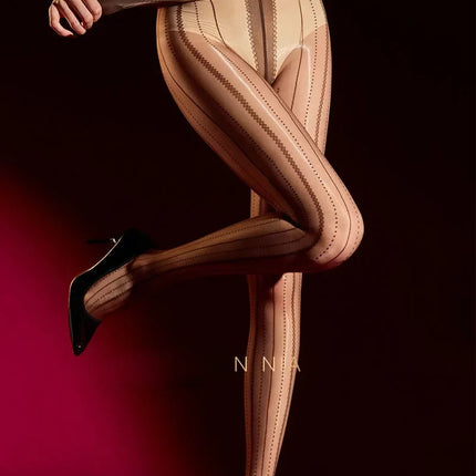 Striped Oil Glossy Sheer High-Waist Shaping Pantyhose Shiny Dance Tights