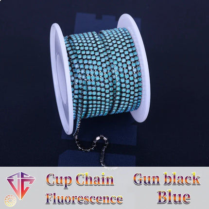 The Stardust Fluorescent Stream – Premium AAAA Glass Fluorescent & Mocha Rhinestone Cup Chain Trim