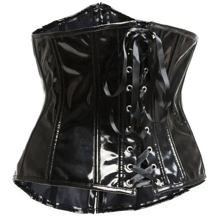 Steampunk PVC Leather Underbust Corset Front Busk Waist Trainer Cincher Top