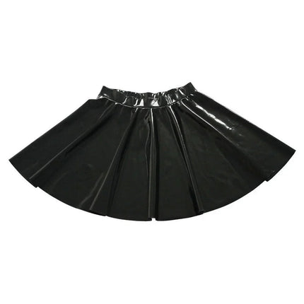 Gothic PU Leather PVC Shiny Flared Pleated Mini A-Line Skirt
