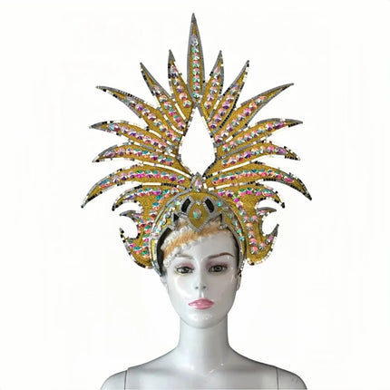 The Stardust Majestic Feather Crown – Carnival & Cabaret Stage Headdress
