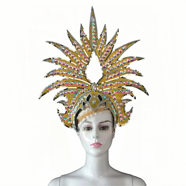 The Stardust Majestic Feather Crown – Carnival & Cabaret Stage Headdress