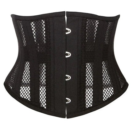 Steel Boned Mesh Short Torso Waspie Corset & Breathable Waist Cincher