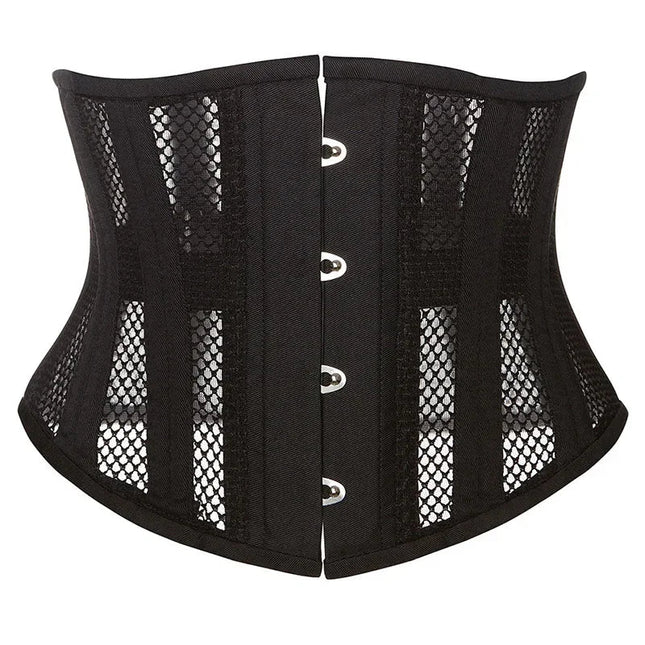 Steel Boned Mesh Short Torso Waspie Corset & Breathable Waist Cincher