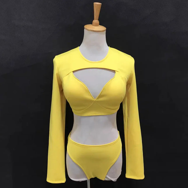 Nightclub Women Singer Dance Team Costume Gogo Dancer Sexy Performance Stage Wear Club Party Pink Bikini 3 PCS Set Rave Outfits