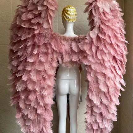 Large Feather Angel Wings Backpiece with Shoulder Straps