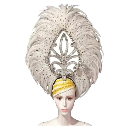 The Stardust Empress Dionysia – White Feather Carnival & Masque Ball Headdress