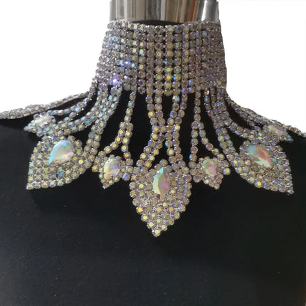 Rhinestone Glass Pendant Necklace & Earring Set