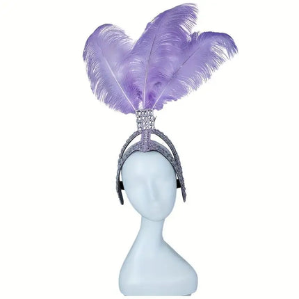 Ostrich Feathered Rhinestone Headpiece