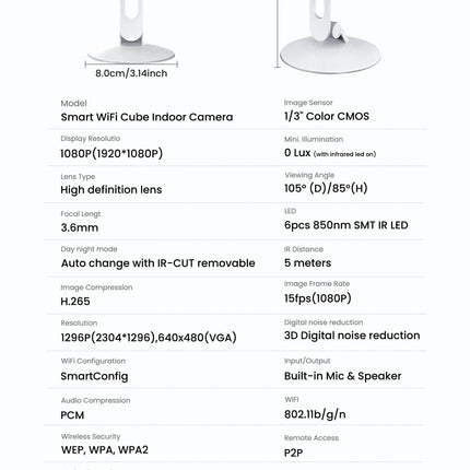 3MP Wireless Smart AI Home Security Camera – Two-Way Audio, Motion Detection, Night Vision