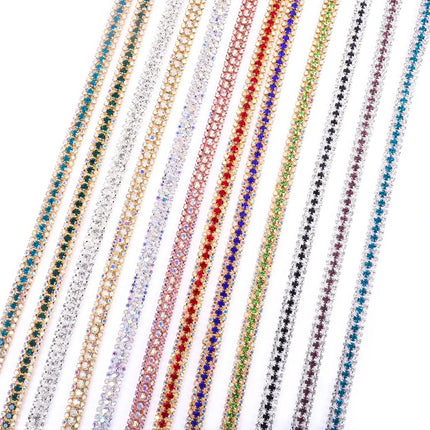 The Stardust Triple Crown – 3-Row Glass Crystal Rhinestone Cup Chain Trim
